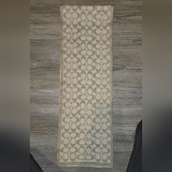 Coach Beige and Gold Patterned Scarf! - Picture 2 of 3